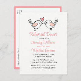Love Birds Pink Wedding Lovebirds Probe Dinner Einladungspostkarte