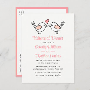 Love Birds Pink Wedding Lovebirds Probe Dinner Einladungspostkarte