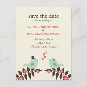 Love Birds Save the Date Card Ankündigungspostkarte