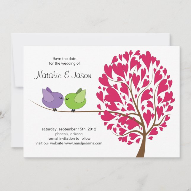 Love Birds Save the Date Karte (Vorderseite)