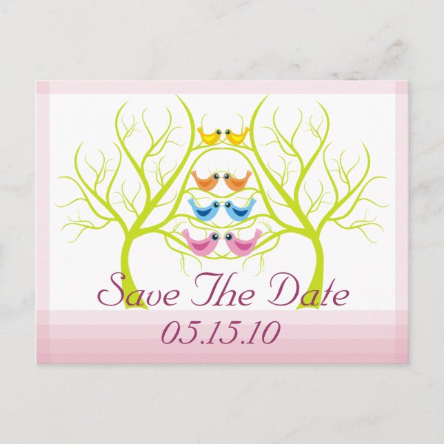 Love Birds Save the Date Postkarten (Vorderseite)