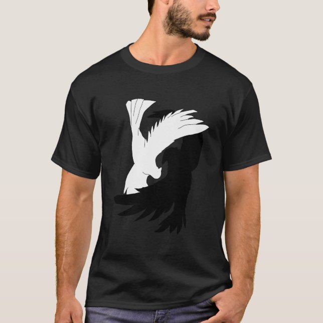 Love Birds Shirt Raven Crow Dove Yin Yang Shi (Vorderseite)