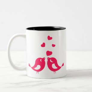 Love Birds Sip Together: Romantic Couple CoffeeMug Zweifarbige Tasse