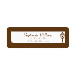 Love Birds Tan/Brown Wedding Return Label