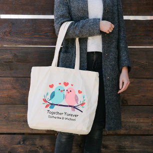 Love Birds Together Forever Valentinstag Wedding Jumbo Stoffbeutel