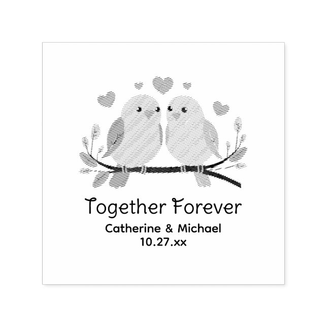 Love Birds Together Forever Valentinstag Wedding Permastempel (Design)
