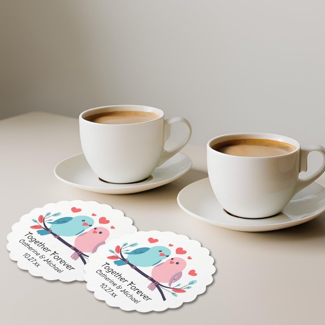 Love Birds Together Forever Valentinstag Wedding Untersetzer (Von Creator hochgeladen)
