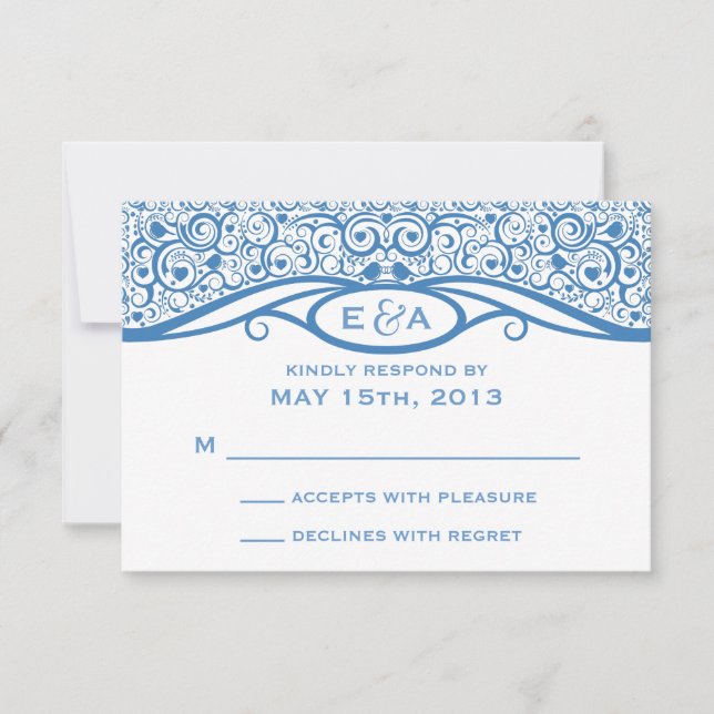 Love Birds Vine Pattern R.S.V.P. RSVP Karte (Vorderseite)