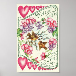 Love Birds Vintag Valentine's Day Poster