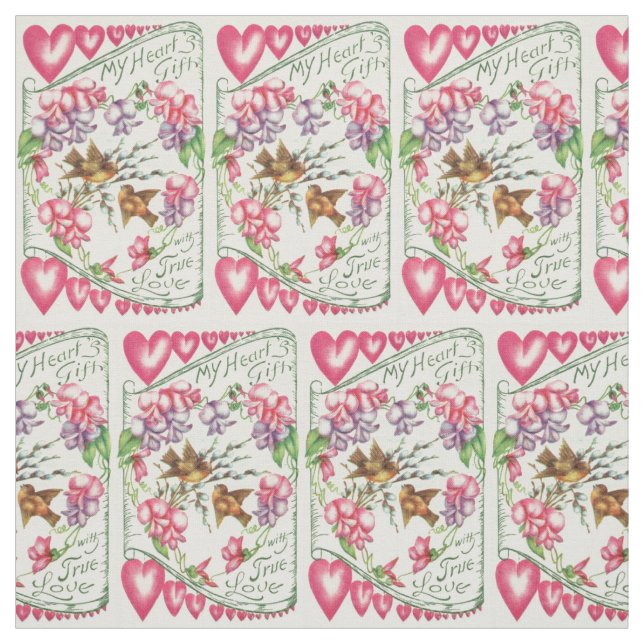 Love Birds Vintag Valentinstag Fabric Stoff (Muster)