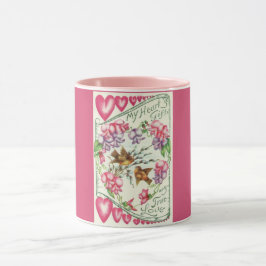 Love Birds Vintag Valentinstag Rosa Tasse