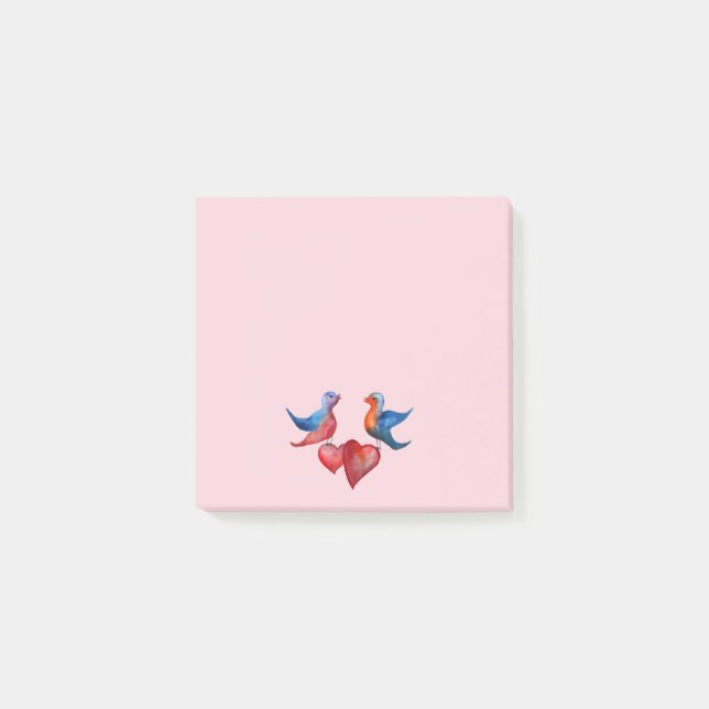 Love Birds Watercolor Art Post-it Notes Klebezettel (Vorderseite)