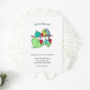 Love Birds Watercolor Moving New Address Ankündigung