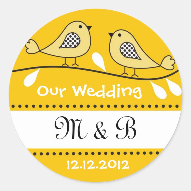 Love Birds Wedding Monogram Stickers (Vorderseite)
