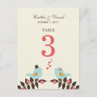 Love Birds Wedding Tischnummer Card