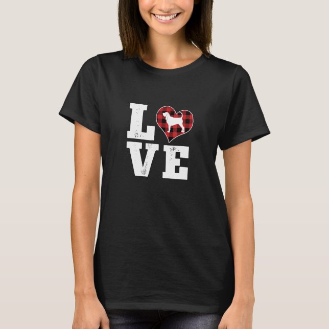 Love Bloodhound Dog Lover Gifts Buffalo Plaid Vale T-Shirt (Vorderseite)