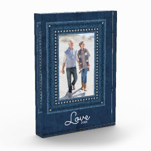 LOVE Blue Jean Rahmen Fotoblock