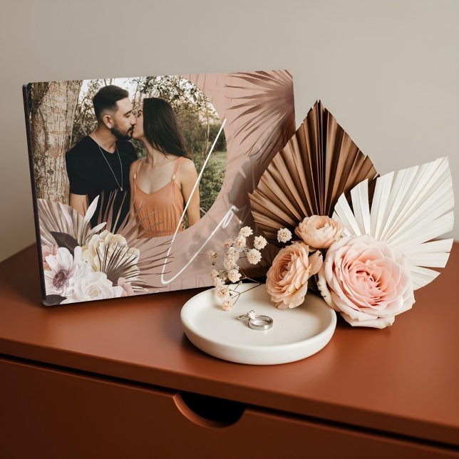 Love Boho Watercolor Floral Keepsake Arch Photo Fotoplatte (Love Boho Watercolor Floral Keepsake Arch Photo Plaque)