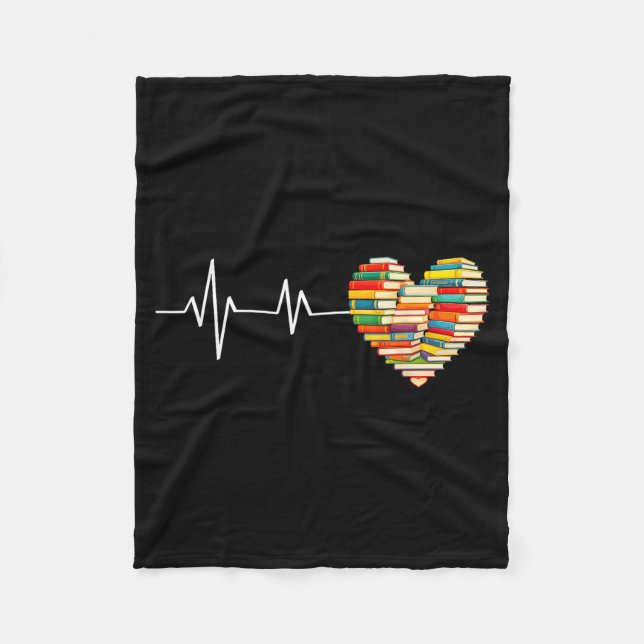 Love Books Heartbeat Heart Book Lover Books Readin Fleecedecke (Vorderseite)