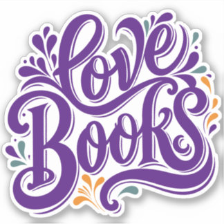 Love Books Kalligrafie Herzdesign Aufkleber