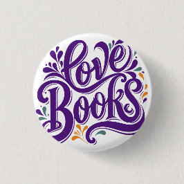 Love Books Kalligrafie Herzdesign Button