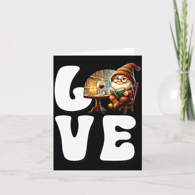 Love Books Teacher Gnome Graphic For Women And Win Karte (Vorderseite)
