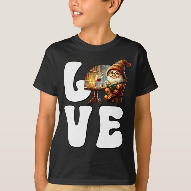 Love Books Teacher Gnome Graphic For Women And Win T-Shirt (Vorderseite)
