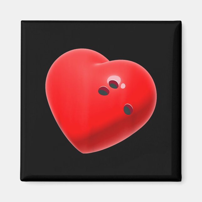 Love Bowling Ball Hearts Bowling Lover Valentine's Magnet (Vorne)