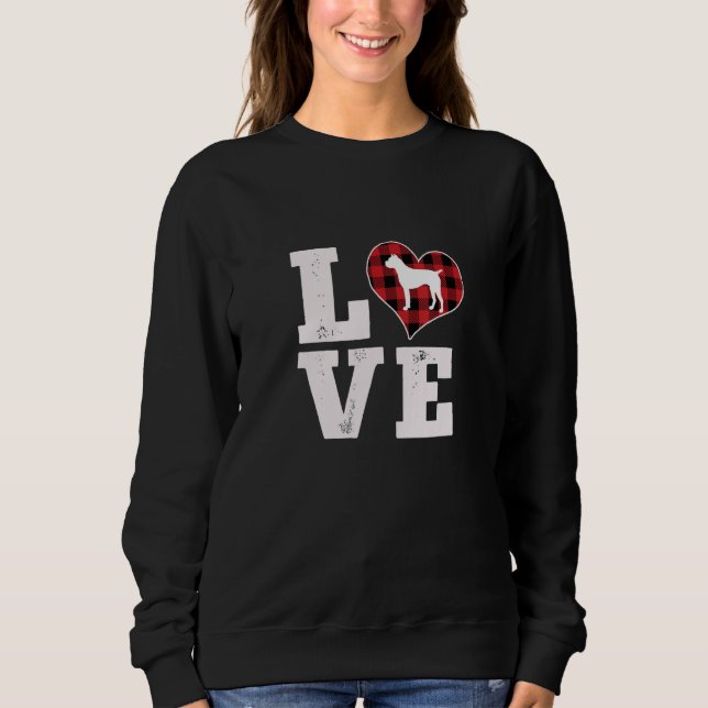 Love Boxer Dog Lover Gifts Dog Buffalo Plaid Valen Sweatshirt (Vorderseite)