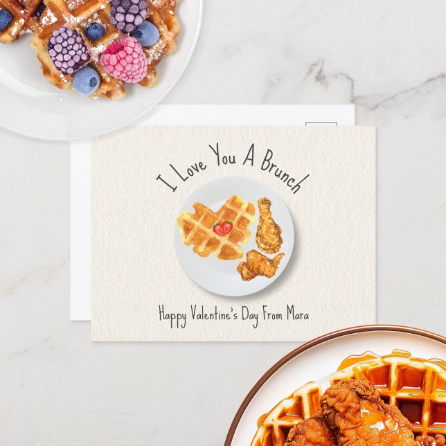 Love Brunch Chicken & Waffle Valentine Postkarte (Von Creator hochgeladen)