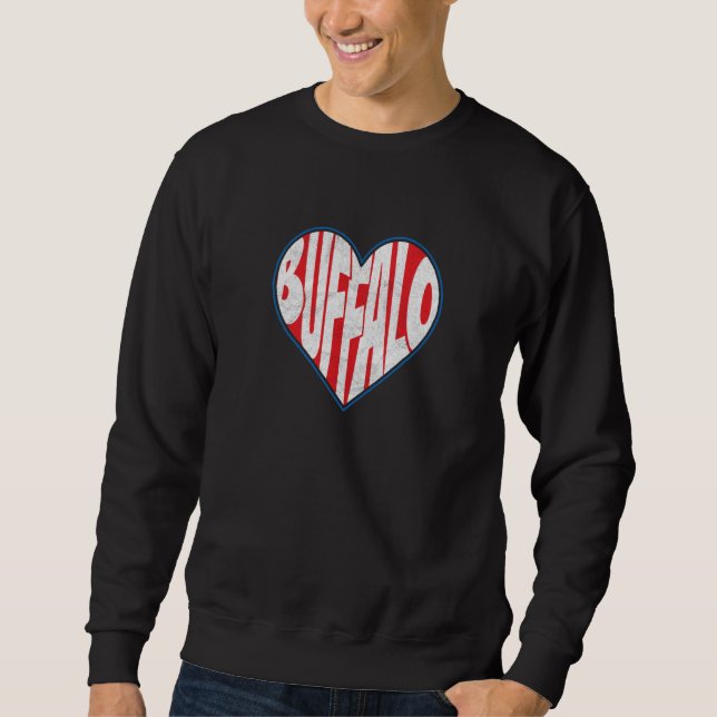 LOVE BUFFALO NY New York 716 retro heart city Buff Sweatshirt (Vorderseite)