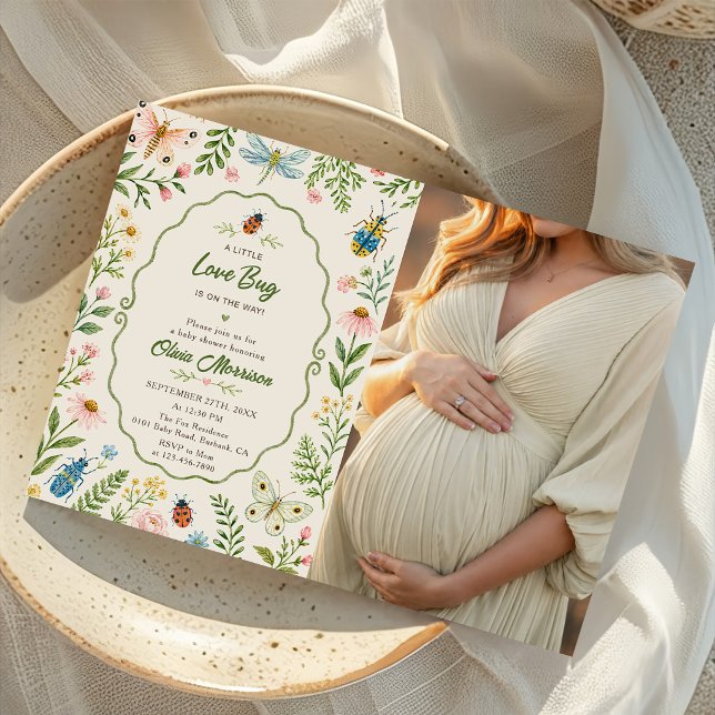 Love Bug Baby Shower Foto Einladung (Von Creator hochgeladen)