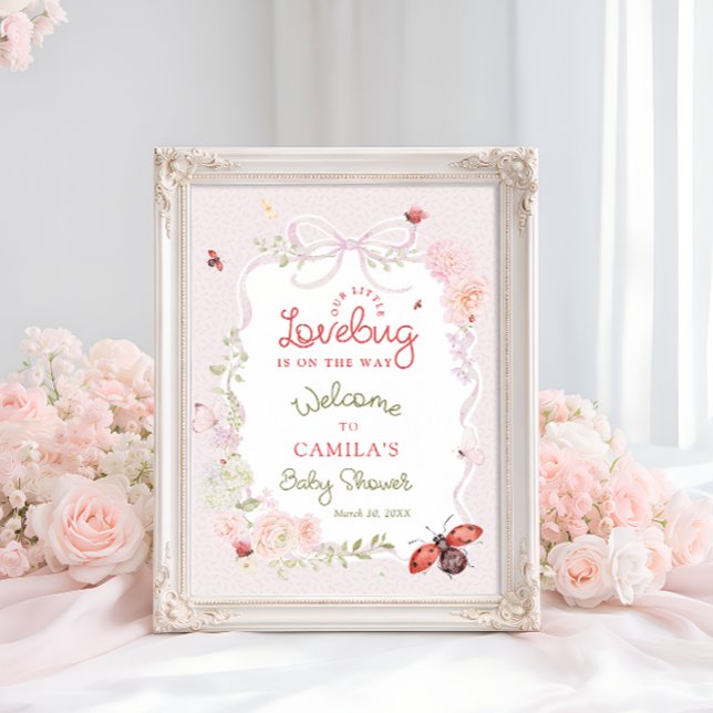 Love Bug Blush Pink Floral Baby Shower Welcome  Poster (Von Creator hochgeladen)
