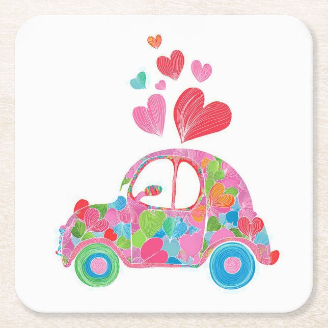 Love Bug Coaster Rechteckiger Pappuntersetzer (Vorderseite)