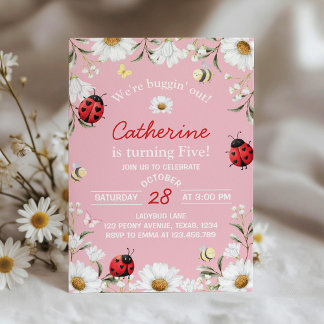 Love Bug Daisy Floral Marienkäfer Geburtstagsfeier Einladung