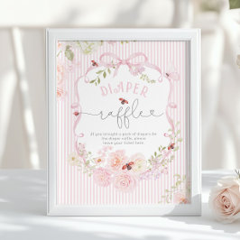 Love Bug Diaper Raffle Bow Wildflower Baby Shower Poster