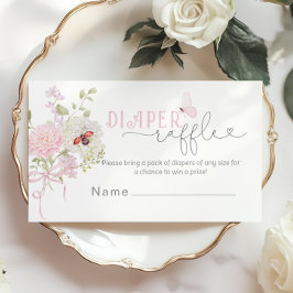 Love Bug Diaper raffle ticket Pink Bow Begleitkarte