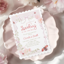 Love Bug Floral Bogen Mädchen Baby Shower Einladun