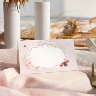 Love Bug Floral Preppy Girl Baby Shower Platzkarte