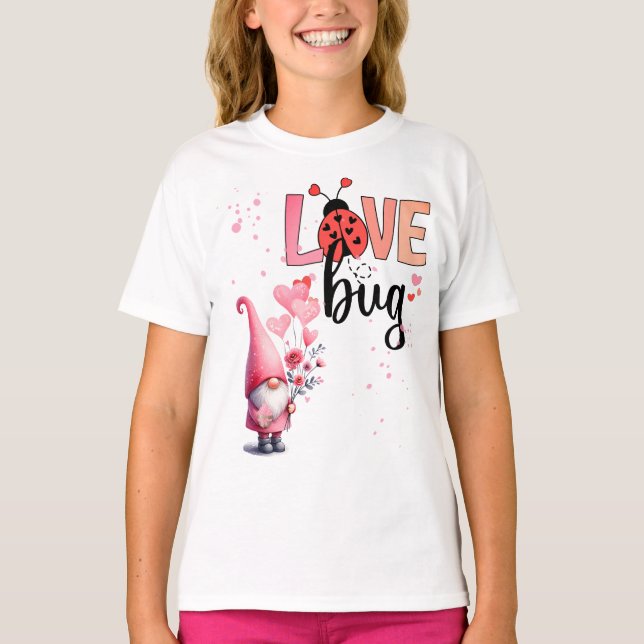 Love Bug -- Gnome, Flowers, Balloons T-Shirt (Vorderseite)