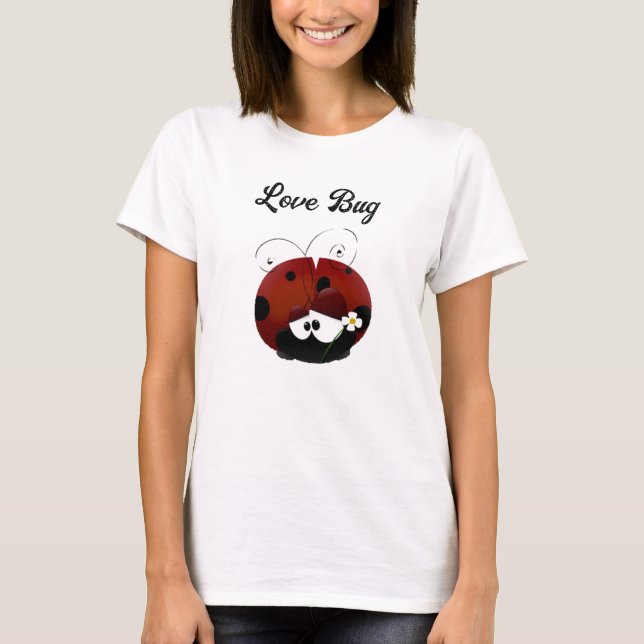 Love Bug Ladybug, Cute Cartoon Valentine’s Day T-Shirt (Vorderseite)