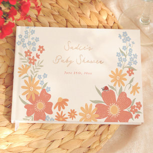 Love Bug Retro Floral Mädchen-Baby-Party Gästebuch