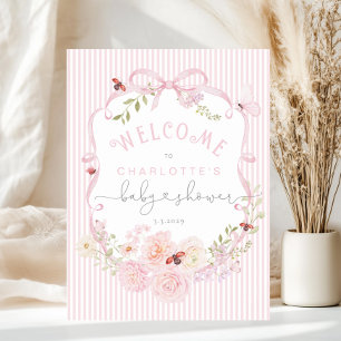 Love Bug Rosa Schleifen Streifen Baby Shower Willk Poster