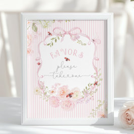 Love Bug Wildflower Favors Baby Shower Pink Poster