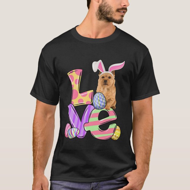LOVE Bunny Norwich Terrier Dog Easter Eggs Easter  T-Shirt (Vorderseite)