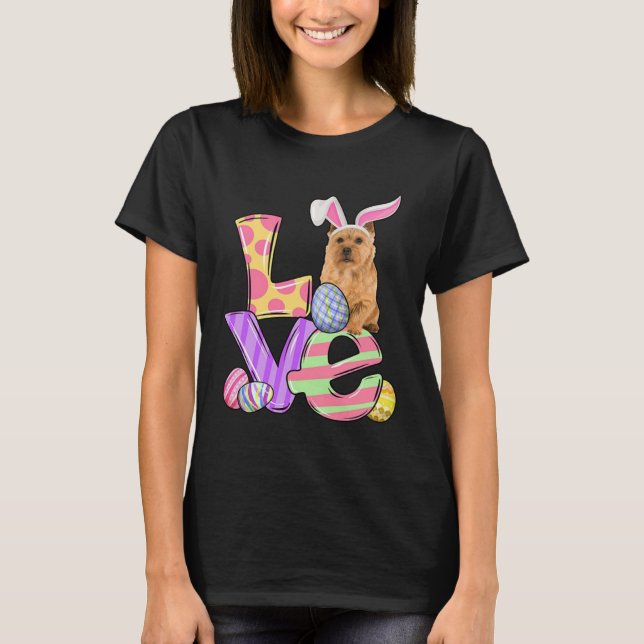 LOVE Bunny Norwich Terrier Dog Easter Eggs Easter  T-Shirt (Vorderseite)