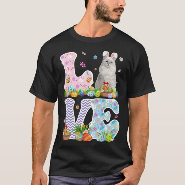 Love Bunny Ragdoll Cat & Easter Egg Basket Easter  T-Shirt (Vorderseite)