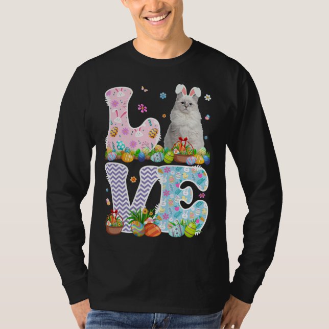 Love Bunny Ragdoll Cat & Easter Egg Basket Easter  T-Shirt (Vorderseite)