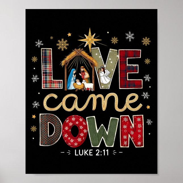 Love Came Down Luke 2_11 Patchwork Christmas Art  Poster (Vorne)