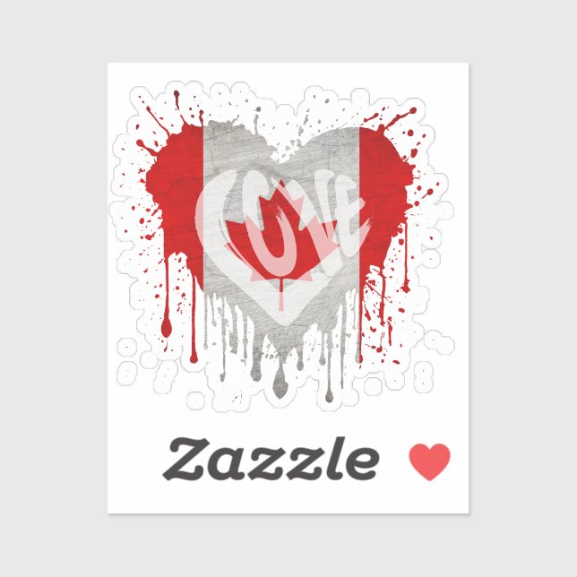 Love Canada Flag Aufkleber (Blatt)